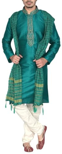 Sonisha MKP9008 Verde e Avorio Kurta Pajama Man Tunic Bollywood Sherwani Kurta Pyjama Kurta Set (52)