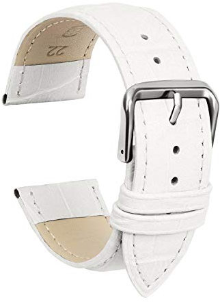 ULLCHRO Unisex Leder Armband mit Edelstahl Silberne Schnalle 19mm Weiß