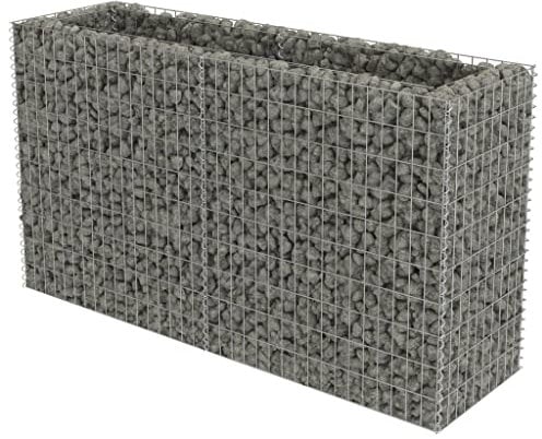 vidaXL Lit Surélevé à Gabion Acier Galvanisé Argenté 180x50x100 cm Jardinière