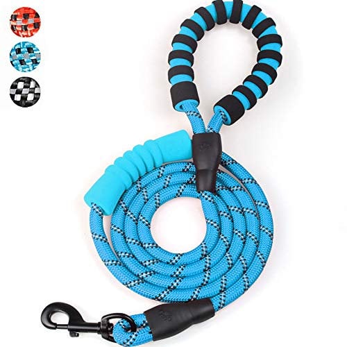 MEKEET Rope Dog Lead with Soft Padded, 1.8m (6ft) Reflective Dog Lead and Multi-Colour for Small Medium Dogs, 1.2 cm, Blue