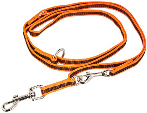 IDC Color & Gray verstellbare Leine mit Doppelkarabiner, 14 mm x 2,2 m, Orange-Grau