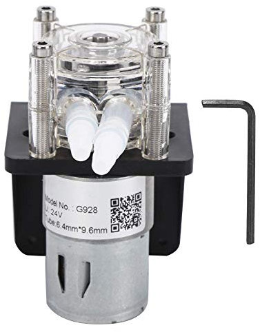 Oumefar 24V Peristaltikpumpe Drei Rollen 500 ml/M Dosierpumpe Getriebemotorlabor Schlauchpumpe Aquarium Tropfdosierpumpe mit Sockel(24V)