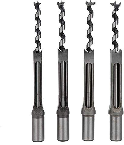 4 Pezzi/Set Punte per Trapano a Foro Quadrato per la Lavorazione del Legno 12,7-16 mm, Utensile per Trapano per la Lavorazione del Legno in Acciaio con Cuscinetti, con Scanalature di Drenaggio