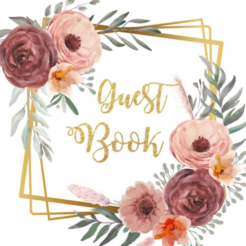 Blush and Rust Floral with Gold Frame Birthday Party, Bridal Shower, New Baby, Family Events Guest Book with Gift Log