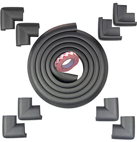 Fairy Baby Safety Baby Edge & Corner Guards Colorful Childproofing Protection(19.7ft Edge Guard+8 Corner Guards) (Black-6M)