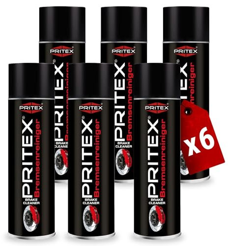 PRITEX – Bremsenreiniger Spray 6 x 500 ml – Auto Teilereiniger zur Entfettung von Bremsen, Kupplungen, Motor- & Maschinenteilen – rückstandsfrei & umweltneutral