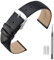 ANNEFIT Leder Uhrenarmband, Armband 22mm mit Silber Schnalle, Kompatibel mit Intelligenten und Traditionellen Uhren (Schwarz)