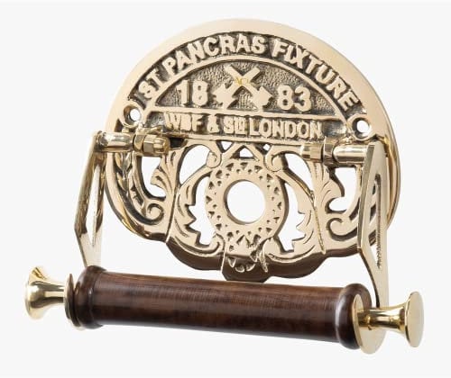 ACL Toilet Roll Holder Wall Mounted - St. Pancras Fixture Style Toilet Paper Holder for Bathroom – Solid Brass Novelty Toilet Roll Holder with Included Hardware