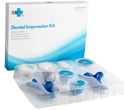Kit per Impronte dentali a Casa | include Vassoi portaimpronte arco Superiore + Inferiore + Stucco per modellatura | Facile e Veloce | per la fabbricazione di Stecche, Dentisti | Approvato UE, USA