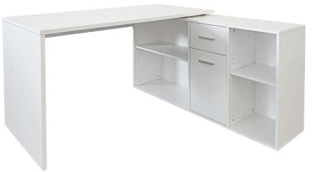 Wohnorama Eckschreibtisch Lex Winkelkombination Weiß Luxor Schreibtisch, Gaming Tisch, Computertisch, Bürotisch, Kinderschreibtisch
