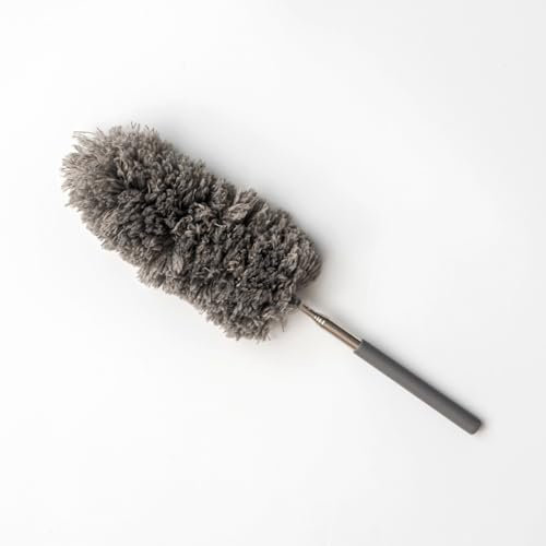 Plumeau extensible gris avec manche télescopique en microfibre 33-81 cm