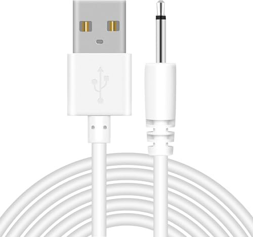 BLKing USB Charging Cable Cord ，Universal USB to DC 2.5mm Fast Charger Cord Adapter for Wireless Wand Massagers（2.5mm/17mm Pin/White） (white 1 pcs)