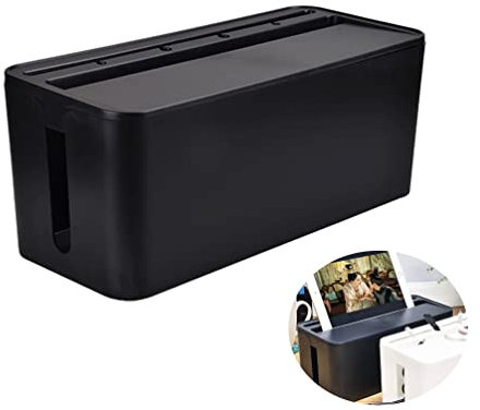 Cabilock Kabelaufbewahrungsbox Aus Kunststoff Für Haushalt Und Büro Schwarz Mittlere Zur Organisation Von Ladekabeln Und Steckdosenleisten Schützt Vor Kindern Und Wasser