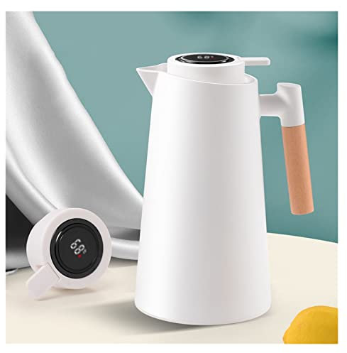 Carafe isotherme sous vide avec doublure en verre et poignée, pichet à eau isotherme, flacon thermos sous vide à double paroi 1L théière à eau pichet à boissons avec affichage de la température ( Colo