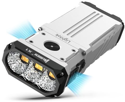 WUBEN X1 LED Taschenlampe 12000 Lumen, Extrem Helle Taschenlampe TYPE C Wiederaufladbare EDC Taschenlampe, 3 XHP 70.2 6000K Mit Holster, 7 Licht Modi Kühlung, Für Wandern Erkundung Campin Notfall