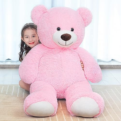 SNOWOLF Ours en Peluche Mignon, 140 cm, Grand Ourson, poupée câline, Cadeau pour Enfants, garçons, Filles, Anniversaire, Noël, Saint Valentin (1,4 m, Rose)