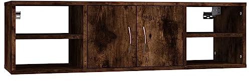 vidaXL Wandregal, Hängeregal mit viel Stauraum, Regal für Schlafzimmer Wohnzimmer Büro, Hängeschrank Wandablage CD Regal Bücherregal, Räuchereiche Holzwerkstoff