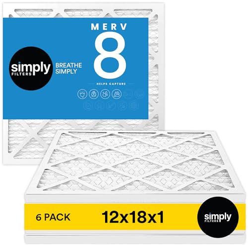 Simply MervFilters - Filtros de aire de 12 x 18 x 1, Merv 8, filtro de aire para horno de aire acondicionado, paquete de 6