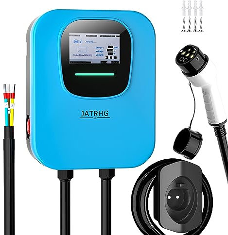 JATRHG S2 7KW Borne de Recharge pour Voiture Électrique avec Shutter Station de Recharge Monophasé Type 2 32A - Norme IEC 62196-2 - Wallbox