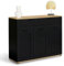 IDMarket - Buffet 100 cm VITO 3 Portes et 1 tiroir Noir et Plateau Bois
