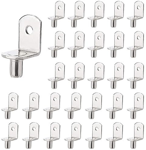 30pcs Taquets pour Étagères en Forme de L, Chevilles de Support d'Étagère, Goupilles de Trou d'Étagère, Chevilles Étagères, Étagère Broches pour Étagère, Armoire, Armoires, Vitrines