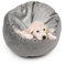 Hundebett Waschbar Flauschig Rundheit mit Decke, Hundekorb Rutschfest Hundesofa, Plüsch-Katzenbett Hundekorb für große, mittelgroße & kleine Hunde und Katzen, Ø 70cm Passt bis zu 15kg Haustiere, Grau