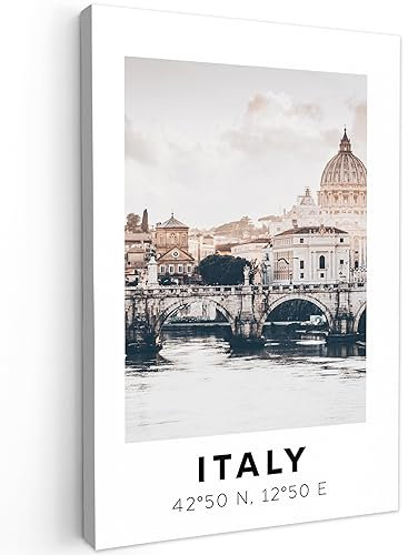 MuchoWow© Bilder Groß 80x120 cm XXL Wohnzimmer Deko Modern Wandbild Foto auf Leinwand Bild Schlafzimmer Room Decor Geschenke Rom - Skyline - Italien - Sommer