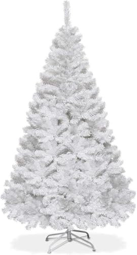 SOARS Weihnachtsbaum künstlich 150/180/210/240cm, Tannenbaum PVC künstlich mit Metallständer, Weihnachtsdeko Kunstbaum Christbaum, Weiß (210cm)