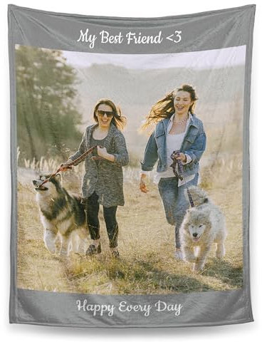 Yihariye Personalisierte Decke, Decke mit Foto und Text, Babydecke, Personalisierte Geburtstags, Gestalten Sie Foto-Geschenke für Mama, Papa, Kinder, Paare, Freunde, Hunde (1 Foto)