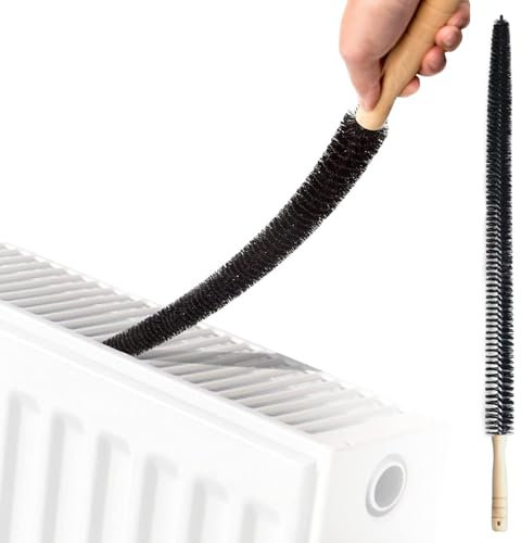 Radiator Cleaner Brush, Shunshi 1 Pack Radiator Duster, Long Flexible Nylon Bristles with Wood Handle, Multipurpose Cleaning Brush for Radiator & Dryer Lint & Washing Machine(68cm)