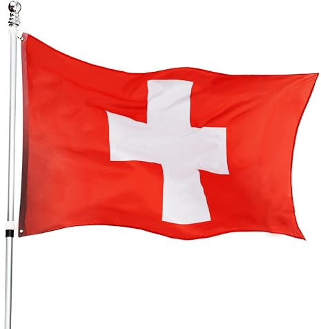 Bandera de Suiza grande de 5 pies x 3 pies, paquete de 6, bandera de Suiza de 152 cm x 91 cm, perfecta para eventos u ocasiones de Suiza
