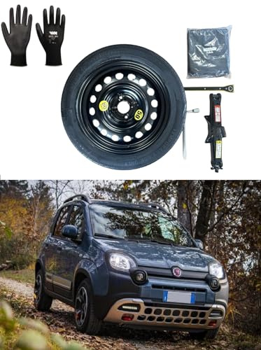 Notrad 15 kompatibel mit Fiat Panda Cross (2012>) mit Wagenheber, Schlüssel und Tasche
