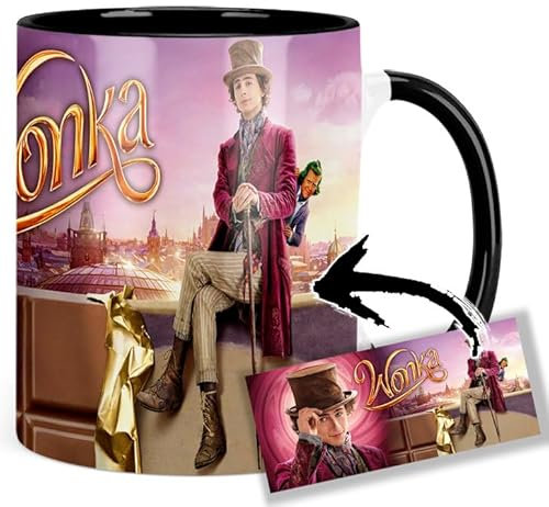 Wonka Timothee Chalamet Tasse Innen & Henkel Schwarz Keramikbecher Mug