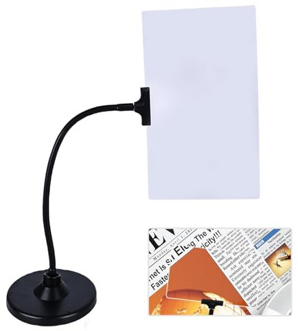 Loupe 4X avec support : loupe de lecture 25,4 x 15,2 cm pour personnes âgées, grand loupe grossissante, loupe de table, loupe sur pied en verre Magnifying pour personnes âgées, travail, lecture,