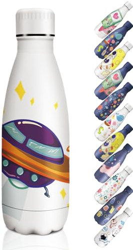 HoneyHolly Gourde Isotherme - 350ML - Gourde Enfant sans BPA, Gourde Inox Réutilisable, Bouteille Isotherme, Processus de revêtement en Poudre, Gourde Metal pour École, Bureau, Garçon, Enfant