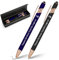 kodinsiivous 2 Stück Personalisierbarer Kugelschreiber,Metall Stift mit Stylus, Druckkugelschreiber mit Namen und Ikone Gravur Geschenk für Abschlussfeier, Jubiläum, Büro, Glattes Schreiben,Blau