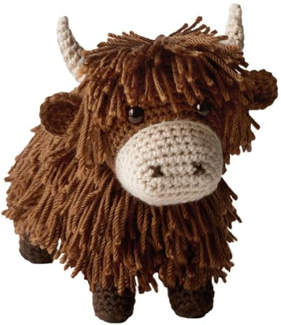 Leisure Arts Häkelset Amigurumi Hochlandkuh Braun, Häkelset Anfänger, Anfänger für Erwachsene, Tierset, Kits für Anfänger, Häkeln