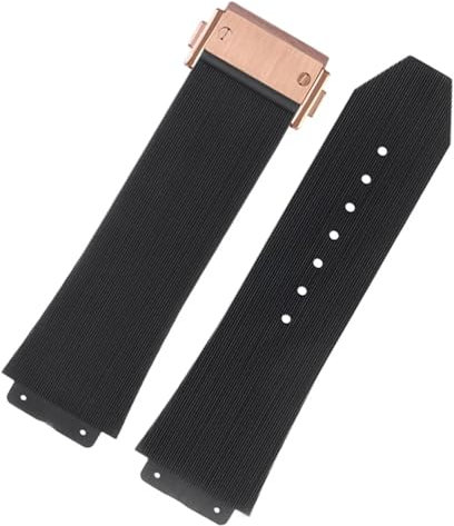 KDEGK FKM Fluorsilikon-Uhrenarmbänder für HUBLOT BIG BANG Silikon 25 * 17 mm 26 * 19 mm wasserdichtes Herrenuhrenarmband Kettenuhr Gummiarmband Armband(S Black-rosegold,25-17mm)