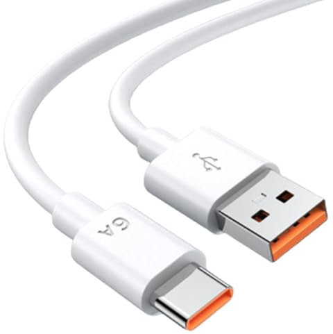 Cable USB tipo C - Cable de datos de carga súper rápida 6A 66W | Cable cargador tipo C duradero, cable telefónico de carga rápida para una conectividad perfecta y carga rápida Cable USB tipo C 6A 66W