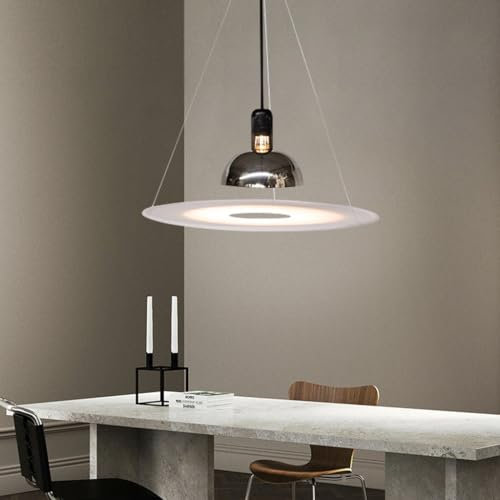 ENXING Flying Saucer Pendant Light Nordic Modern Pendant Light Metal Pendant Light Height Adjustable Suitable For Dining Room Kitchen Living Room Bedroom Cafe Bar(bulb Not Included)(CHROME COLOR,40CM)