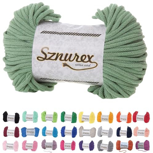 Makramee Garn 5mm x 100m Baumwollschnur Perfekt für DIY, Garn für Makramee-Schnur über 50 Farben Oeko-TEX Zertifiziert - Baumwollkordel, Baumwollgarn mit Polyesterkern