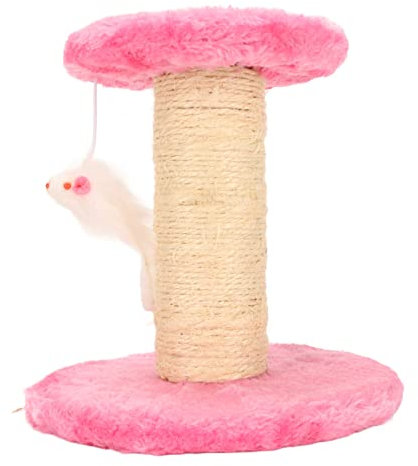 Interactive Cat Tree with Sisal Wrapped Posts, Plush Cat Condo & Scratching Post - Small Cat Climbing Tower in Blue and Pink (Pink)