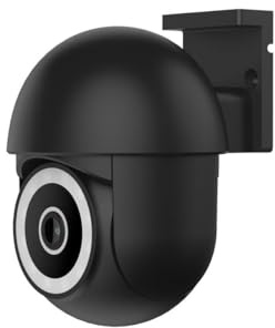 ENERJ Smart WiFi Outdoor Dome Camera Black, Upgraded 2K 3MP HD PTZ Security IP Camera, 360° Coverage 355° Pan 90° Tilt, IP65 Waterproof, Full Colour Night Vision, 2-Way Audio, Works with Alexa