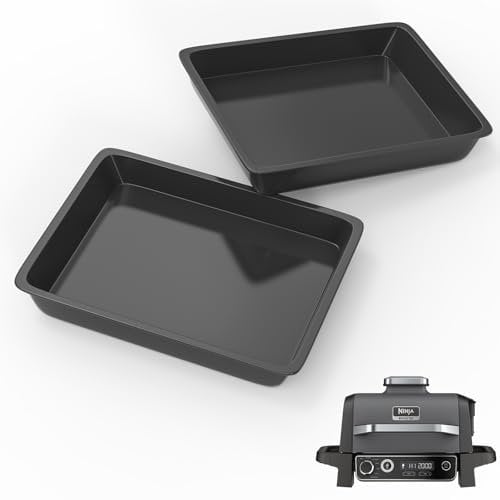 Drip Pan Liners for Ninja Woodfire OG701 OG751 Outdoor Grill Accessories, Reusable Silicone Grease Trays Replacement Parts for Ninja Woodfire OG700 Series,Weber 6415, 2 Pack Black