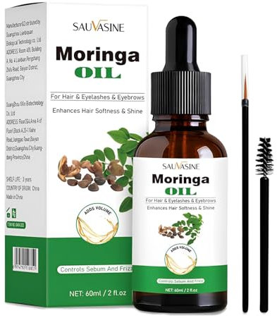 Moringa öl 60ml,Kaltgepresst Reines Natürliches Moringa-öl,Moringaöl Kaltgepresst Feuchtigkeitsspendend,Faltenreduzierend,Nährendes Haar,Bio-Moringa-öl für Glänzendes und Gesundes Haar