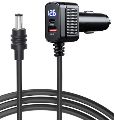 Steinwhale Car Charger Cable for Starlink Mini 6.5FT with Display - 12-24V Cigarette Lighter to DC Power Cable, 60W DC + 33W Dual USB-C/USB-A Adapter for Trucks, RVs & Boats, 18AWG Cord