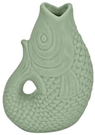 Vase für böhmische Fische, dekorativ, aus Steinzeug, Symbol für Fülle, Maße 12 cm (Matcha)