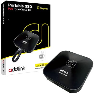 addlink P30 1TB Magnetic Portable External SSD, Up to 4,000MB/s, USB Type C 4.0 40Gbps, Support iPhone ProRes 4K Video Storage, Compatible with PC Laptop Mac Windows Linux Android