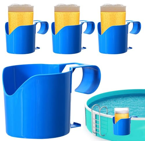 LYPPUL Lot de 4 porte-gobelets de piscine Poolside - En plastique - Refroidisseur de caisse à bière - Pour piscine - Support suspendu - Accessoires de piscine pour piscine hors sol