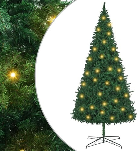 vidaXL Weihnachtsbaum mit dekorativen Saitenlichtern Grün 400 cm PVC, Moderner Kegelbaum, LED-Lichter, Kunstdeko, Innendeko, Feiertagsstimmung, Festliches Wohnzimmer